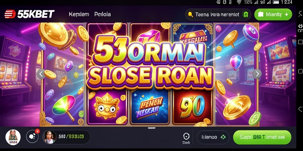 Screenshot gameplay 55KBET menampilkan berbagai tema menarik dan fitur slot yang seru.