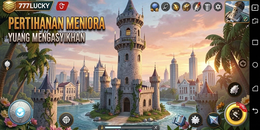 Tampilan seru gameplay Tower Defense di 777LUCKY.