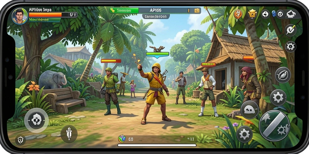 Screenshot gameplay <strong>API66</strong> menunjukkan aktivitas sosial yang seru di dunia simulasi.