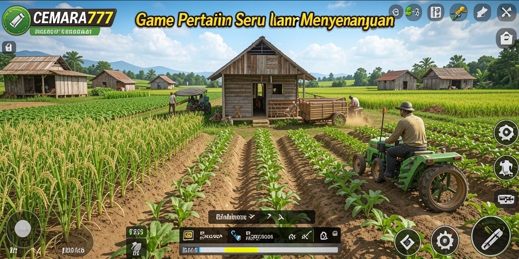 Tangkapan layar CEMARA777 menampilkan kebun yang penuh warna dan aktivitas bertani.