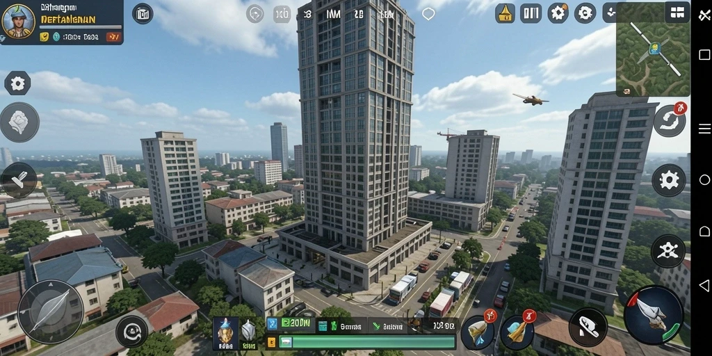 Screenshot gameplay D200M menampilkan aksi menara pertahanan yang mendebarkan.
