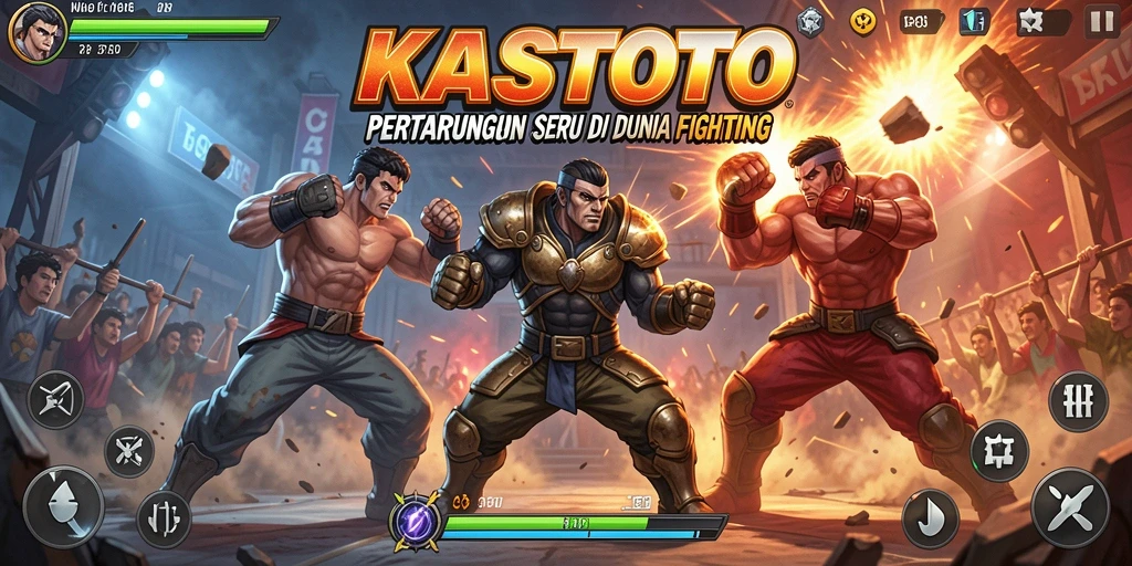 Menampilkan aksi pertarungan seru dari KASTOTO dengan karakter yang berbeda.