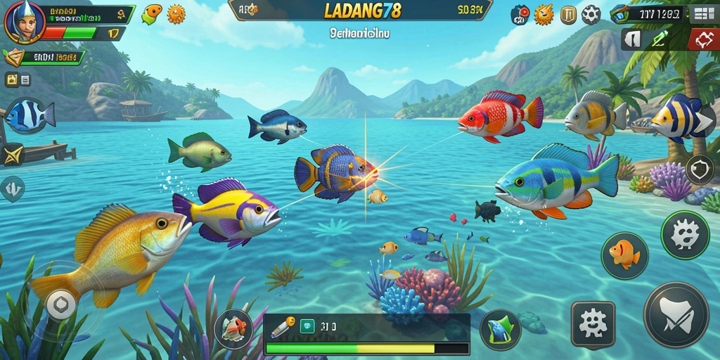 Tampilan menarik dari gameplay Tembak Ikan di LADANG78.