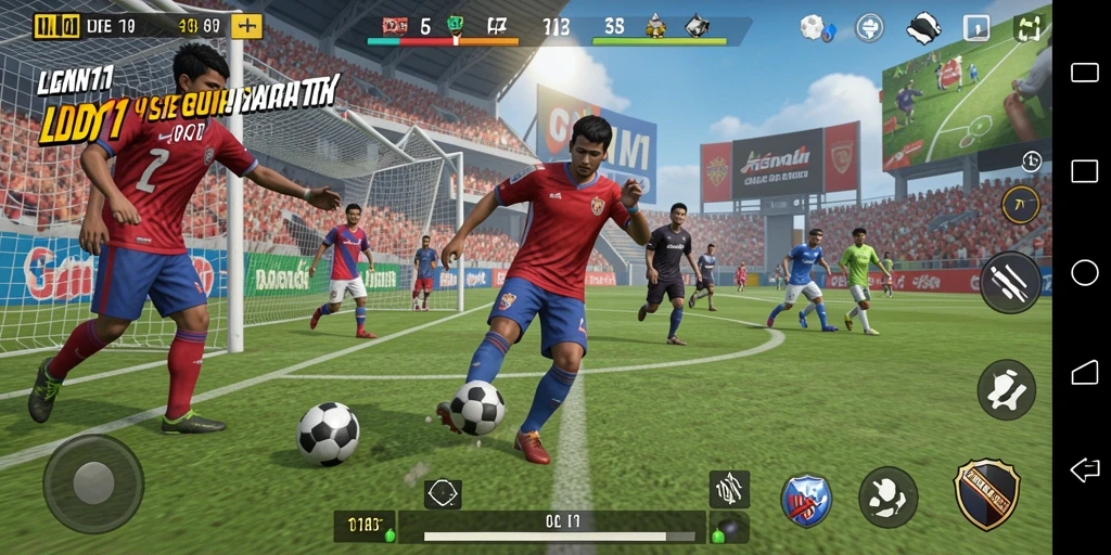 Screenshot LDN11 menampilkan intensitas aksi permainan olahraga yang seru.
