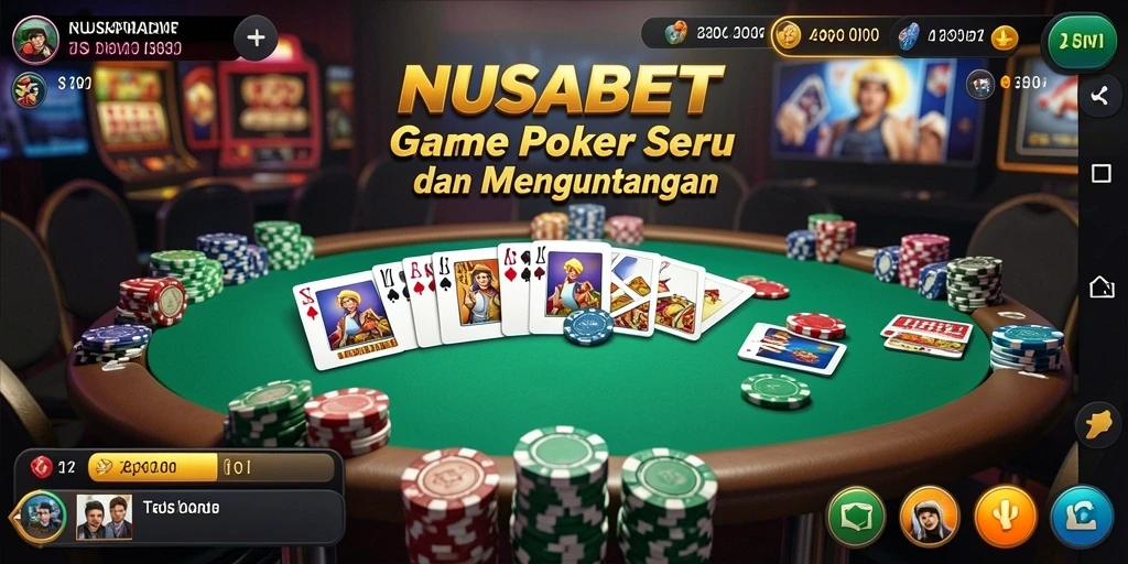 Screenshot NUSABET menampilkan gameplay Poker yang mendebarkan.