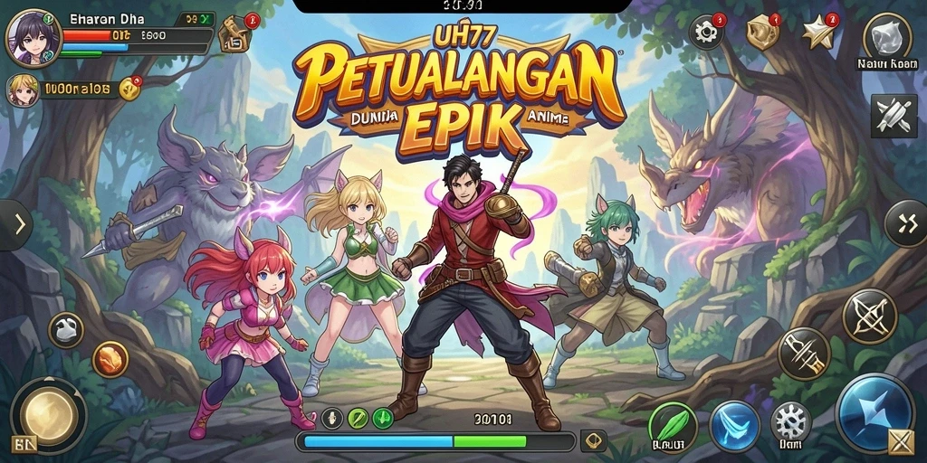 Screenshot UH77 menampilkan karakter anime dalam aksi pertarungan yang mendebarkan.